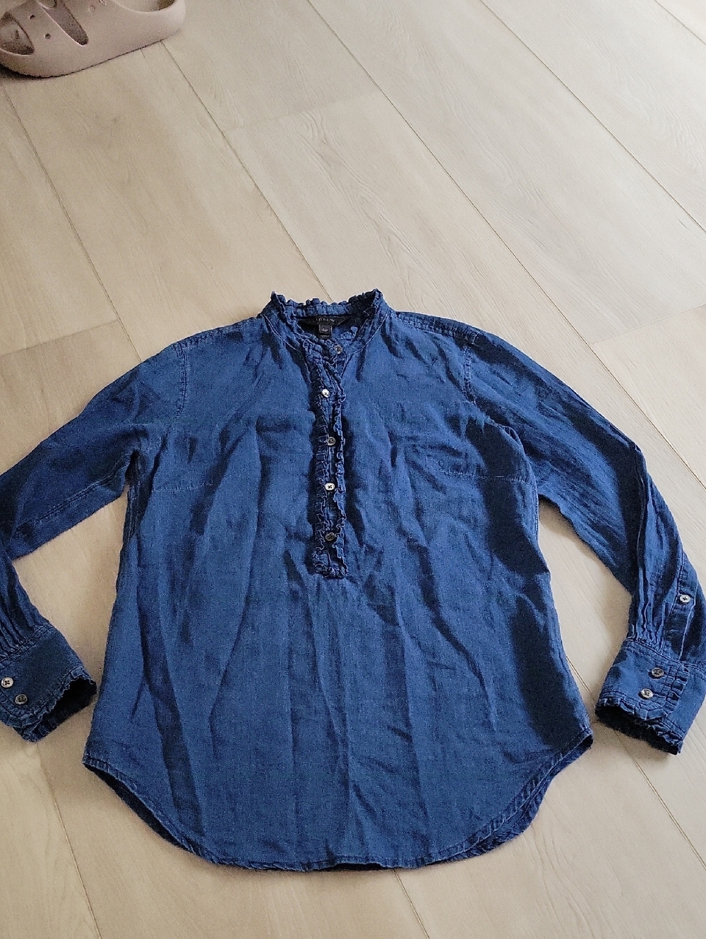J. Crew Indigo Ruffle Blouse 00P